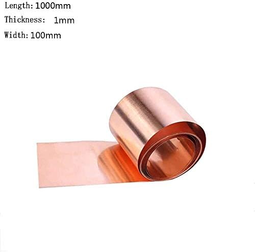 Folha de cobre de placa de latão Haoktsb 99,9% Folha de metal de cobre pura Cu 0,8x100x1000mm para artesanato aeroespacial,