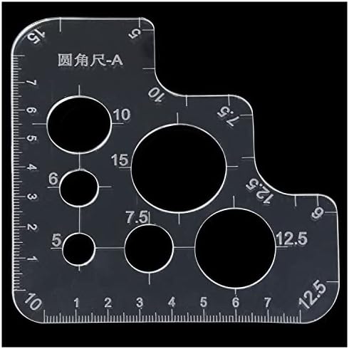 Régua de costura de canto redonda Yyangz, modelo de círculo de acrílico claro, ferramenta de posicionamento de couro,