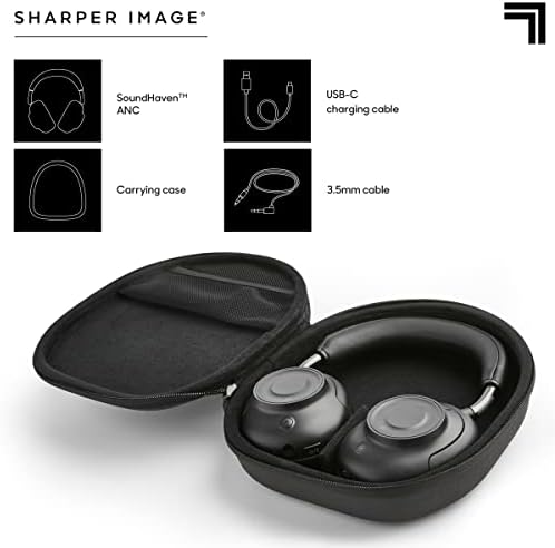 Imagem mais nítida SoundHaven sem fio Over-Ear Headphones Bluetooth, cancelamento de ruído ativo, tempo de reprodução de 30 horas,