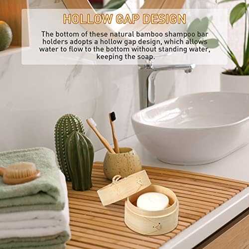 Porta de barra de sabão de bambu natural com tampa de sabonete de escala de escala de espuma de shampoo de shampoo Sabões Sabões Caixa