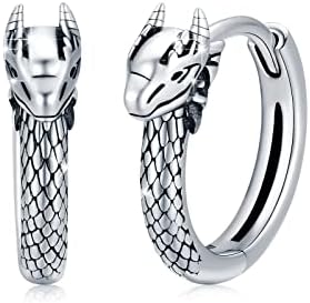 PCTJYFU Brincos de dragão para homens 925 Sterling Silver Punk Brincho de aro pequeno de jóias de dragão de animais para mulheres meninas