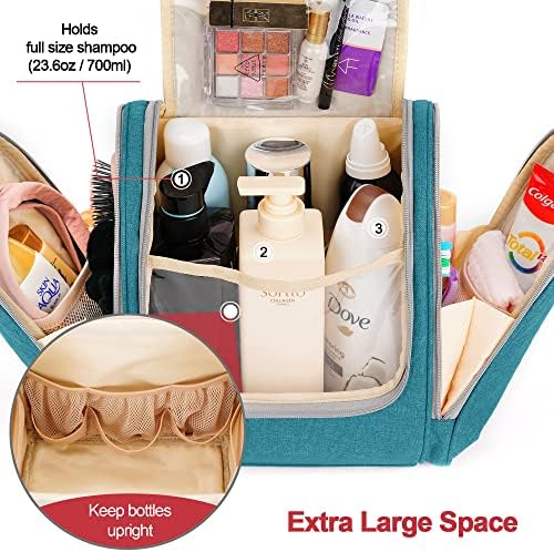 Bolsa de higiene de higiene extras e masculina coosky para mulheres e homens, 6 compartimentos organizadores, segura shampoo