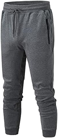 Calça masculina calça de ginástica de streetwear sólida para homens com zíper bolso de bolso de cintura esportiva de