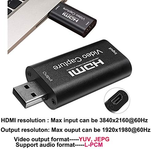 Cartão de captura HDMI atualizado, cartão de captura de 1080p, 4K HDMI para USB, grave via came de ação de câmera de câmera DSLR para aquisição de alta definição, transmissão ao vivo, jogos, streaming, ensino etc.