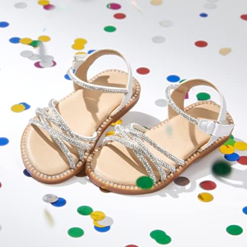 Phiramin Toddler Flower Girl Sandals - Garota de vestido de verão Sapatos para crianças pequenas festa de casamento