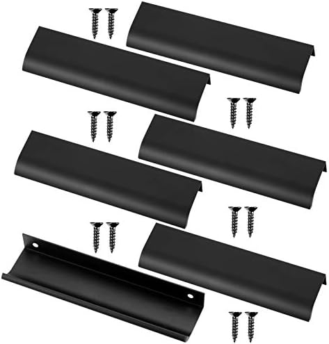 6 PCS puxadores de dedo para armários, alças de puxar da borda do dedo de 128 mm/5 , armário de dedo preto escondido puxa