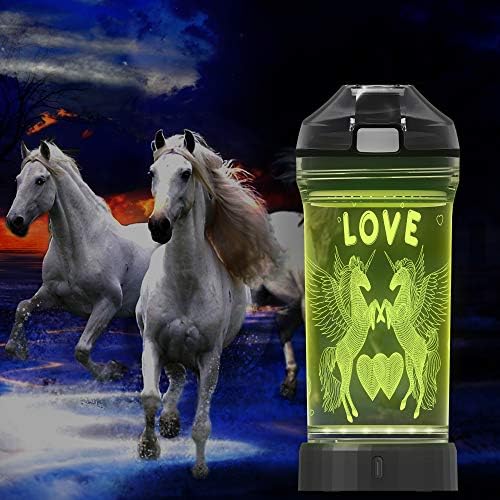 Lightzz Kids Water Bottle with 3D Growing Unicorn LED LUZ - Tritan BPA Free - Creative Ideal Travel Cup Fada Presente para Back to