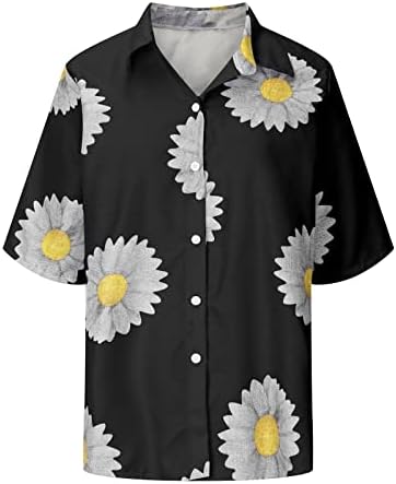 Top camiseta para senhoras outono de verão de manga curta 2023 botão da moda para baixo