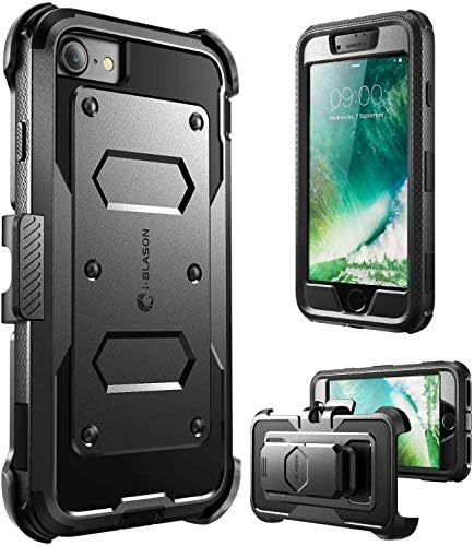 Caixa de armadura I-BLASON para iPhone SE 2022, [protetor de tela integrado] Caso de coldre robusto de corpo inteiro