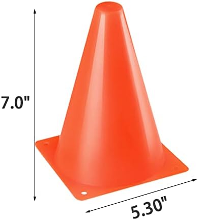 PTAEDEX 7 polegadas Cones Orange Cones Futebol Cone Agilidade Marcador de campo para treinamento esportivo, exercícios,