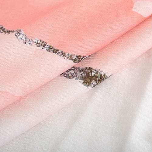 N5- rosa juniores tops em mármore gráfico solto ajuste longos tops longos manga curta colar