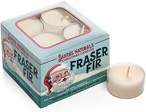 Papai Noel Fraser Fraser Fir Christmas Tea Light Velas | Fragrância de árvore de Natal de corte fresco | Soja e