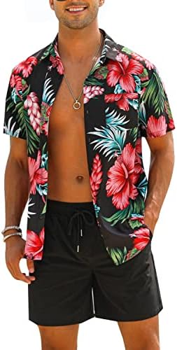Eishopeer Men's Flower Shirt Hawaiian Gets Button Casual Down Shorve Sleeve e Shorts Solid Quick Dry Beach S-3xl