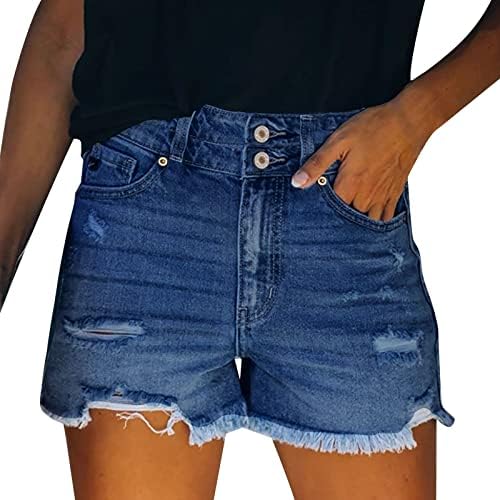Jean Shorts de cintura alta Casual Casual Alta cintura jeans shorts de férias angustiados shorts de praia confortável shorts