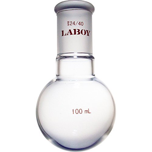 Laboy Glass 100ml de pescoço de pescoço redondo um frasco de ebulição parede pesada com reação de aquecimento da junta 24/40