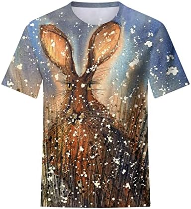 Camiseta feminina de manga curta Rabbit Rabbit fofo e lua com a camisa Casual Summmer Casual Summmer