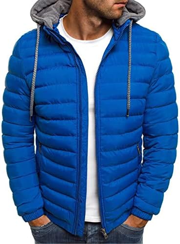 FSAKJKEE Puffer Jacket Men, Down Coats Appellance Manga longa Casacos de inverno Capuzes espessos jaquetas de depuração macia