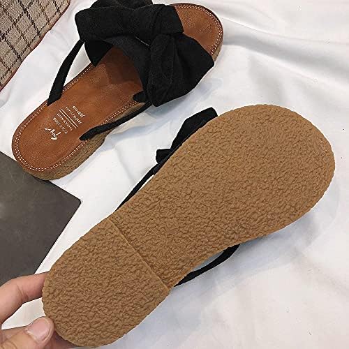 Mulheres arco arco de moda sólida gravata praia sandálias chinelos planos sapatos coloridos femininos casuais sandálias abertas para mulheres sandálias de verão