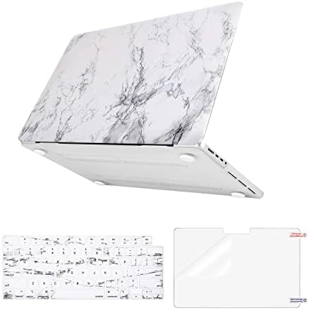 Mosis Compatível com MacBook Pro 16 polegadas Caso 2023 2022 2021 Release M2 A2780 A2485 M1 PRO/MAX CHIP com ID de toque, caixa de casca dura de plástico e capa de teclado e protetor de tela, mármore branco