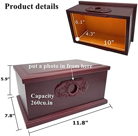 Caixa de urna de madeira para adultos humanos, urnas profissionais para cinzas humanas adultos, caixa de urnas funerárias