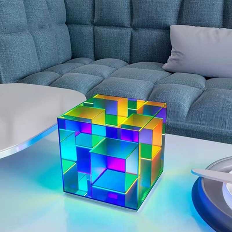 Lâmpada de mesa do cubo venividi colorido acrílico 3D Lâmpadas de mesa LEDs LEDS USB Rubiks Night Light Modern Decoração