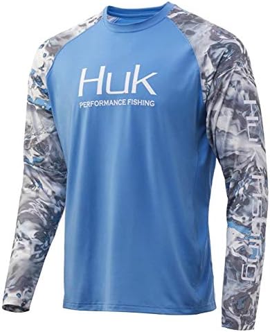 Huk Men's Mossy Oak Cabeçalho duplo ventilado Camisa de manga longa | CAMO CAMÃO DE PESQUISA DE PESQUISA DE DESEMPENHO LONGO LONGO