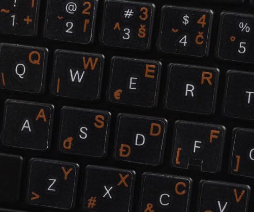 Rótulos do teclado eslovaco em fundo transparente com letras laranja
