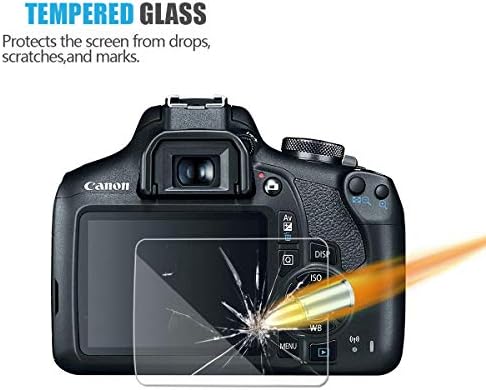 [3-Pack] Protetor de tela de vidro temperado para Canon EOS Rebel T7 T6 T5 1300D 1200D 1500D Kiss x70 x80 x90, akwox [0,3 mm 2,5d de alta definição] 9H Tampa protetora de LCD, anti-arranhão, livre de bolhas