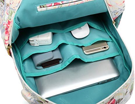 CanvasLove Canvas Backpack à prova d'água com tiras de massagem e porta de carregamento USB para laptop até 15 polegadas Mulheres