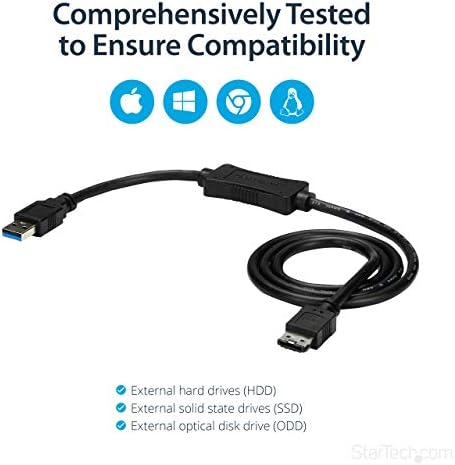 Startech.com 3 ft USB 3.0 para adaptador ESATA - 6 Gbps USB para HDD/SSD/ODD CONVERTOR - DURO DE REDO PARA CABO DE USB