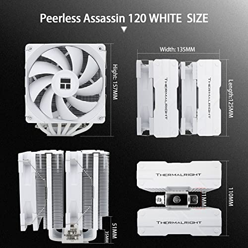 ASSASSINO DE PEER THERMALLIGHT RECURADOR DE AR ​​CPU 120, 6 tubos de calor, ventilador PWM de 120 mm TL-C12W, capa de dissipador