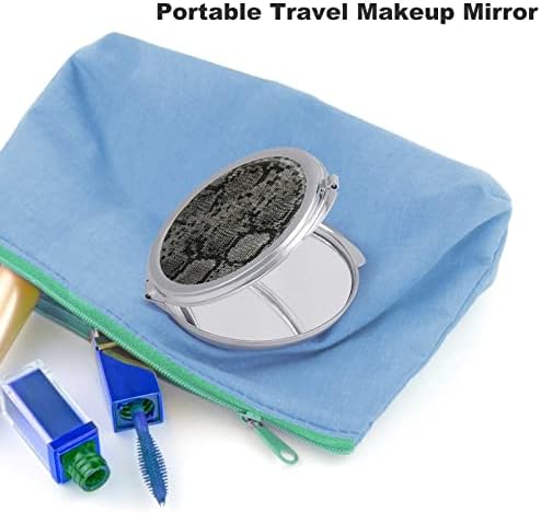Black and Grey Snake Skin Padrão compacto espelho de bolso portátil espelho cosmético dobramento dobrável 1x/2x ampliação
