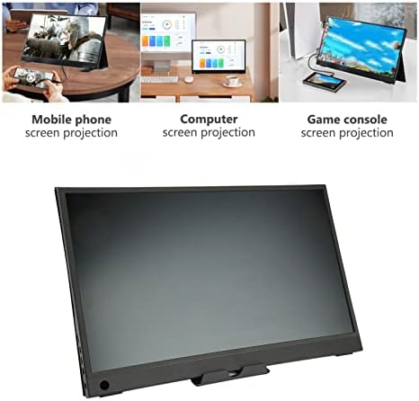 Monitor portátil de Goshyda, 15,6in IPS 1080p Monitor de jogos externos, tela móvel externa horizontal ou vertical para laptop, para viagens de escritório