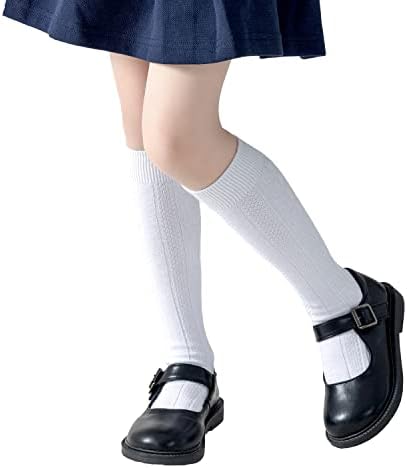 Marchare meninas joelhos meias altas crianças uniformes escolares uniformes de cabo sem costura meias de algodão meias brancas marinho preto 3/6 pacote
