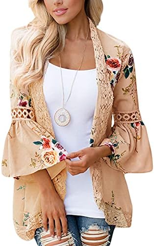 Kimonos for Women Summer Summer Cardigan Chiffon Floral Cover Up Logo Casual Top Blouse