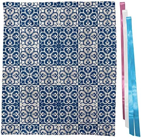 Bolsa de presente étnica lunarável, português Azulejo Tiles Marroquino Elementos de Cultura Bicolor, Partido de Fabric Favor de Bolsa