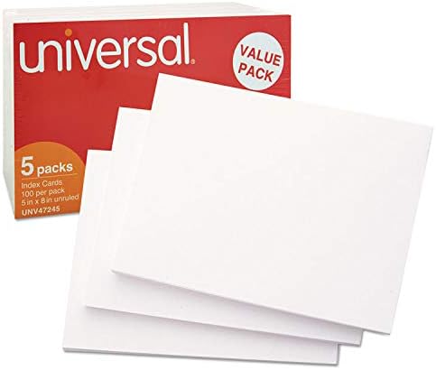Universal UNV47245 Unbuled 5 pol. X 8 pol. Cartões de índice - branco
