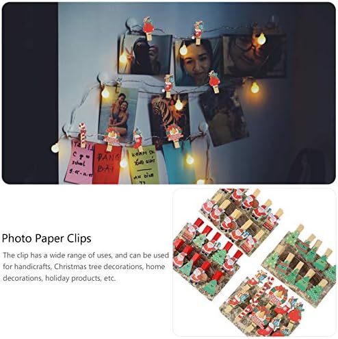Kisangel Santa Pictures 40pcs clipe de papel de madeira clipe de papel de papel de artesanato prendedores de roupas decorativas