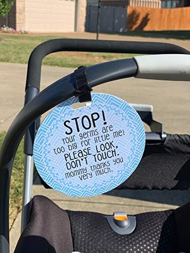 Três pequenos bolinhos - parada azul, por favor, não toque no sinal de carrinho de bebê ou na etiqueta do carrinho - testado