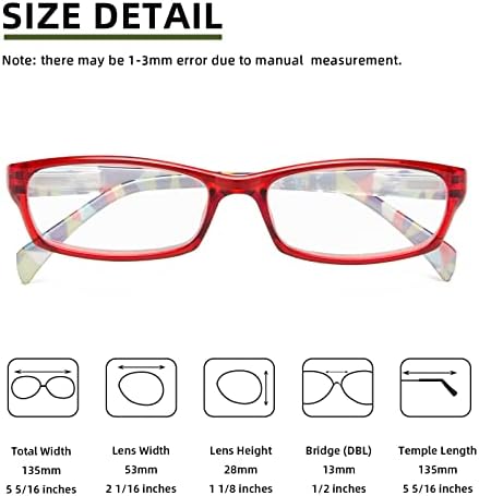 Reducblu Reading Glasses for Women - Readers de design de padrões com dobradiça de primavera