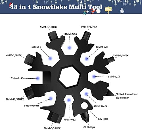 18 em 1 Snowflake multitool, portátil aço inoxidável Ferramenta de chaves de neve de aço inoxidável Ferramenta de
