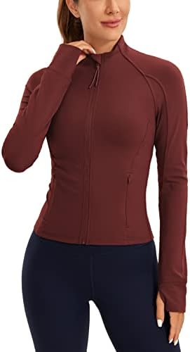 Crz Yoga Butterluxe Womens Cropped Slim Fit Jackets - Jaqueta Full Athletic Full Full Fish com orifícios