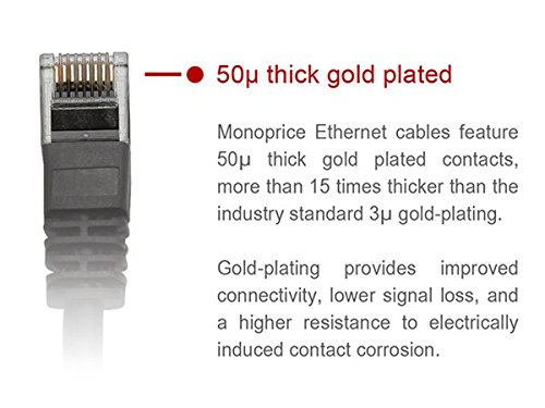 MONOPRICE FLEXBOOT CAT6 Ethernet Patch Cabo - Network Internet Cord - RJ45, encalhado, 550MHz, UTP, fio de cobre nua