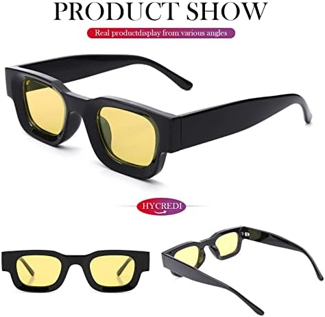 Óculos de sol retangulares espessos de hycredi para homens homens robustos polarizados de sol polarizado copos retro 90s tons uv400 proteção