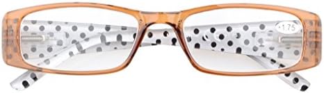 Olhos para os olhos de 5 pontos de mola de mola de bolinhas templos estampados com óculos retangulares de leitura Sunshine Readers +4.0