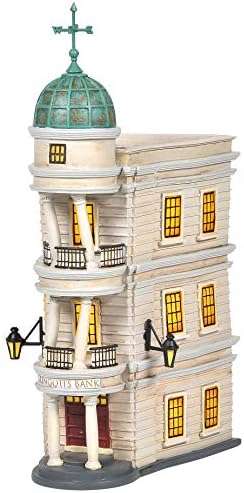 Departamento 56, Resina 6005616 Harry Potter Village Gringotts Bank Lit Building, 10,16 polegadas, multicolor