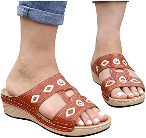 Sandálias de USyfakgh para mulheres Mulheres Crescedas Summer Hollow Out Slip-On Shoes Beach Aberto dos Poos de Flipers