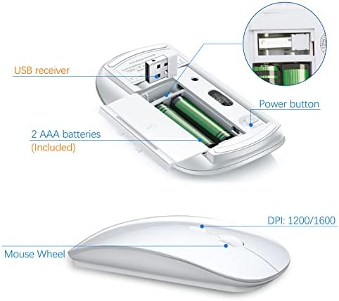 Topmate 2.4g Silent Compact Wireless Teclado e Mouse Ultra Slim Combo com capa + mouse sem fio óptico silencioso