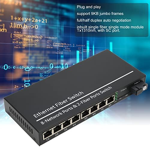 Vingvo Ethernet Switch, 10 100 1000m 9 Port TX1310NM Fibre Media Converter Plug e reproduza meio duplex completo para família