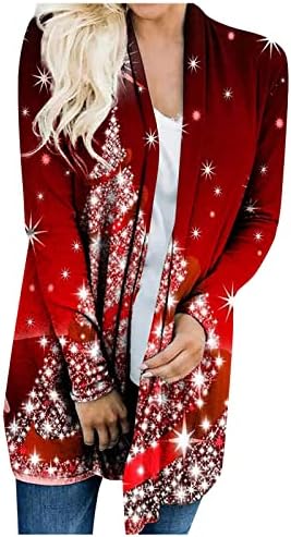 Suéter de moda feminina Tops casuais 2022 Blusa de impressão de Halloween comprimento médio do casaco de cardigã solto